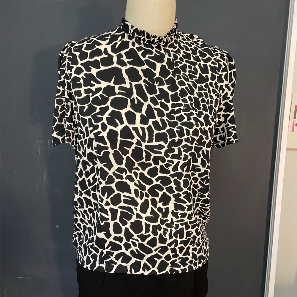 Veronica M Black and Cream Printed Blouse